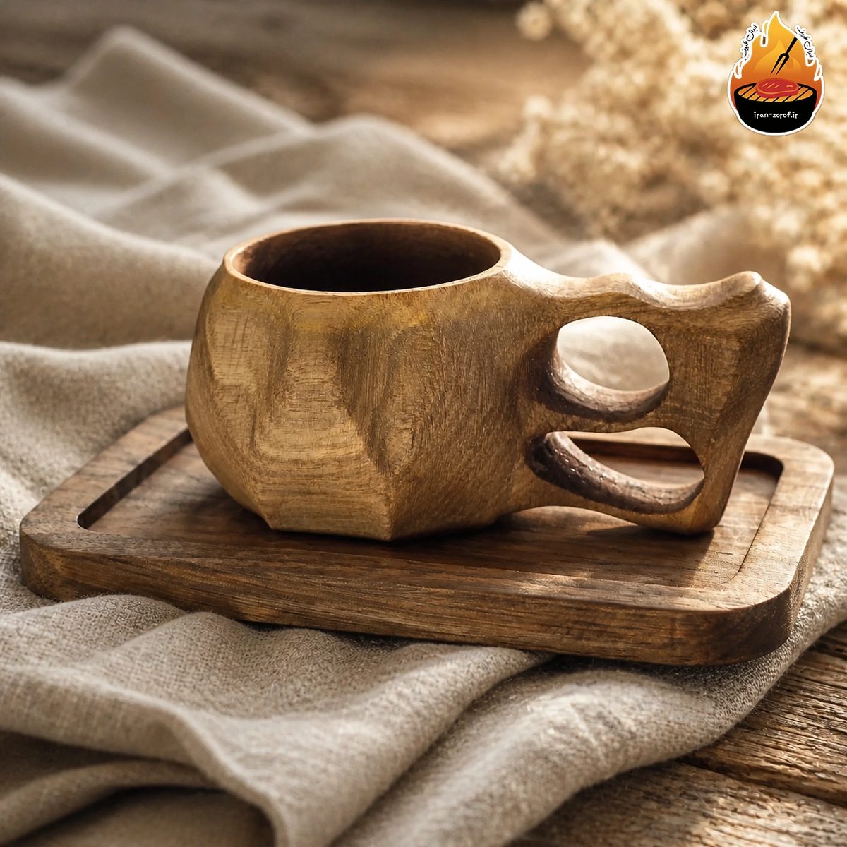 سینی سرو مدل ساده چوبی گردو — ایران ظروف