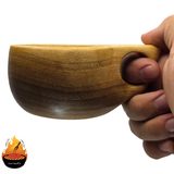 کوکسا چوبی دست‌ساز مدل صدف؛ لیوان گردو طبیعی برای کمپ و سفر — ایران ظروف