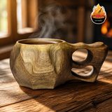 لیوان کوکسا چوبی مدل الماسی از چوب گردو | دست‌ساز — ایران ظروف