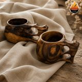 لیوان کوکسا چوبی مدل الماسی از چوب گردو | دست‌ساز — ایران ظروف