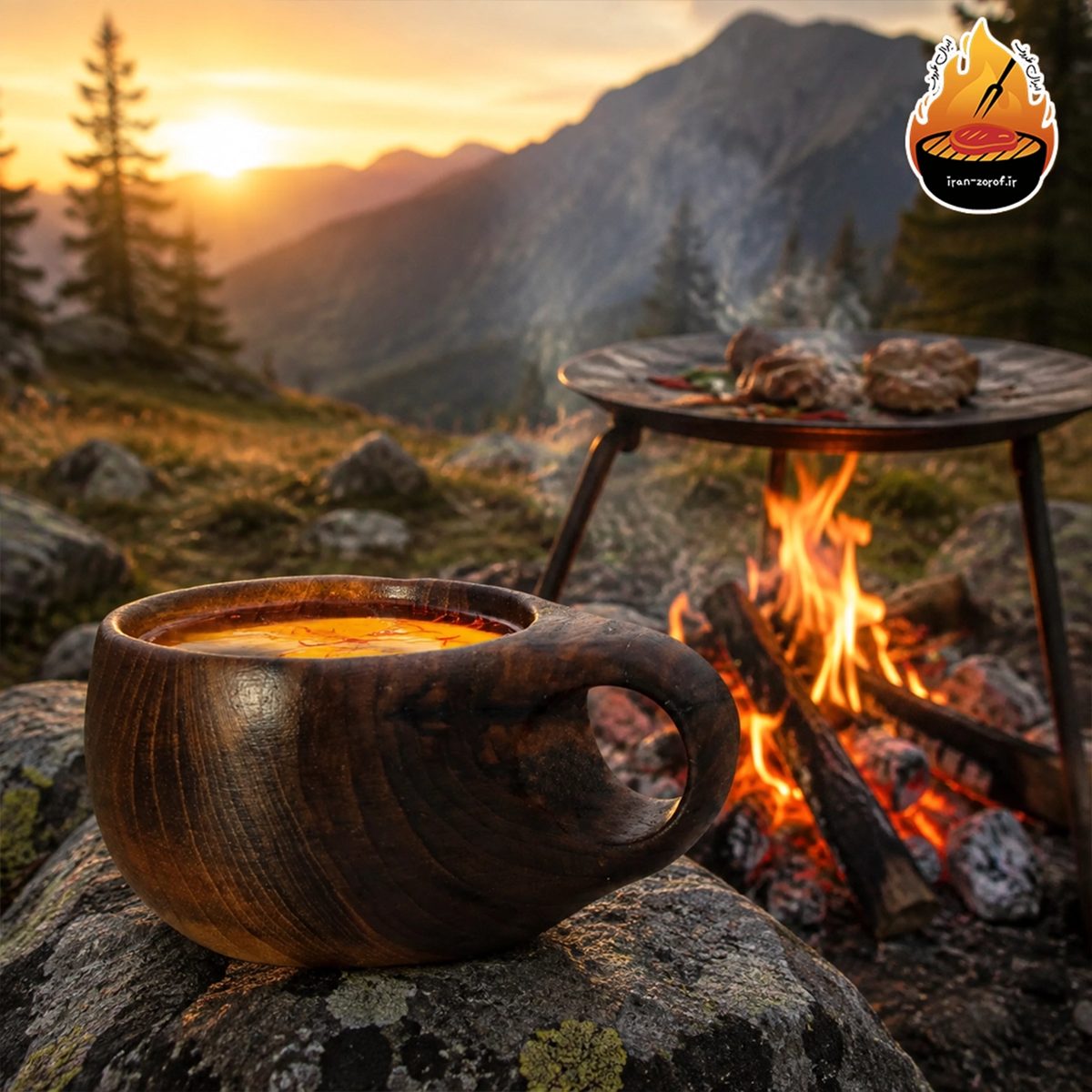 ماگ چوبی کوکسا مدل قطره؛ ساخته‌شده از گردوی طبیعی — ایران ظروف