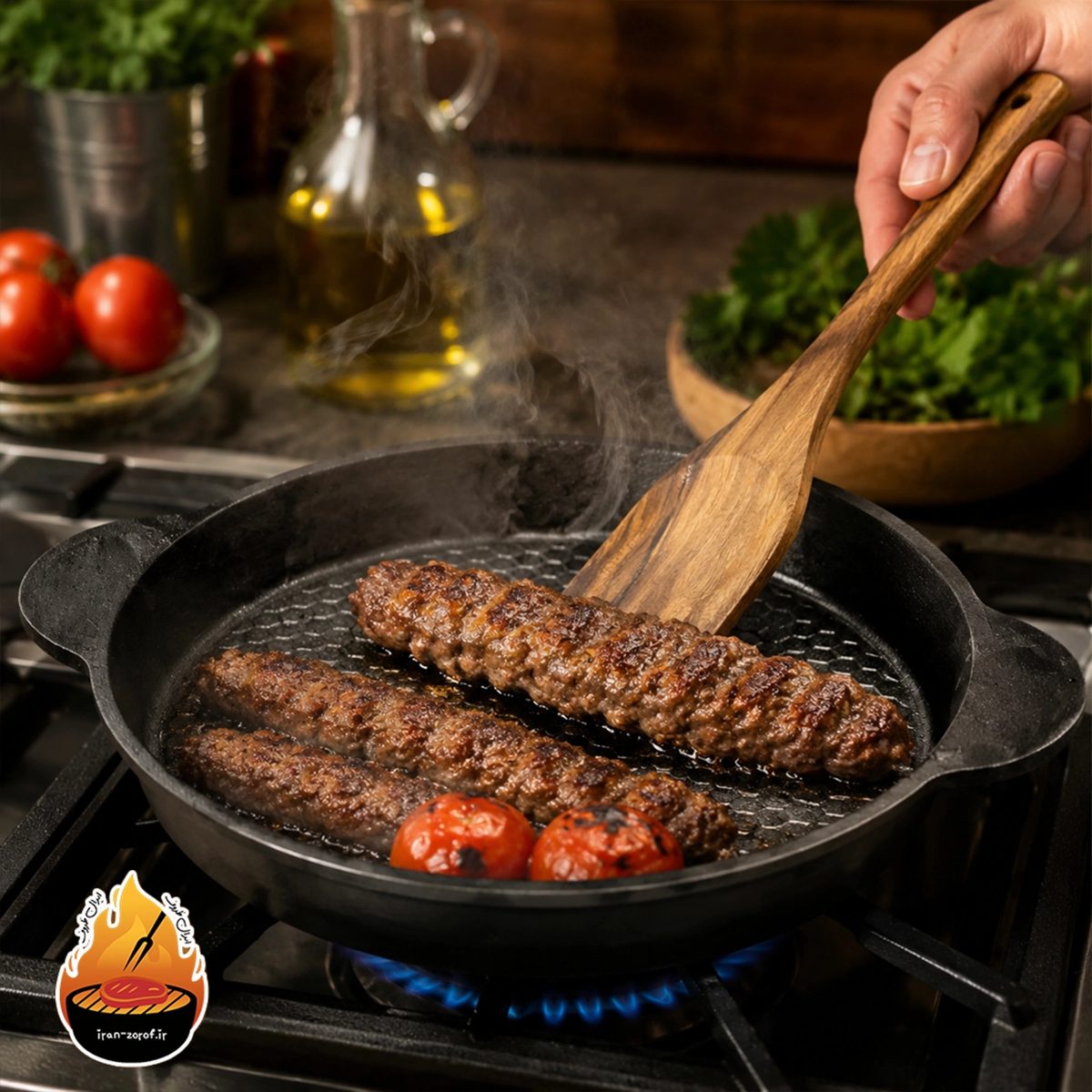 کباب برگردان پارویی چوب گردو مدل جوانه — ایران ظروف