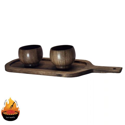 سینی سرو دستهدار چوب گردو مدل الماسی — خرید از فروشگاه ایران ظروف