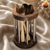 جاقاشقی ایستاده دو طرح مربعی و دایره چوب گردو مدل جوانه — ایران ظروف