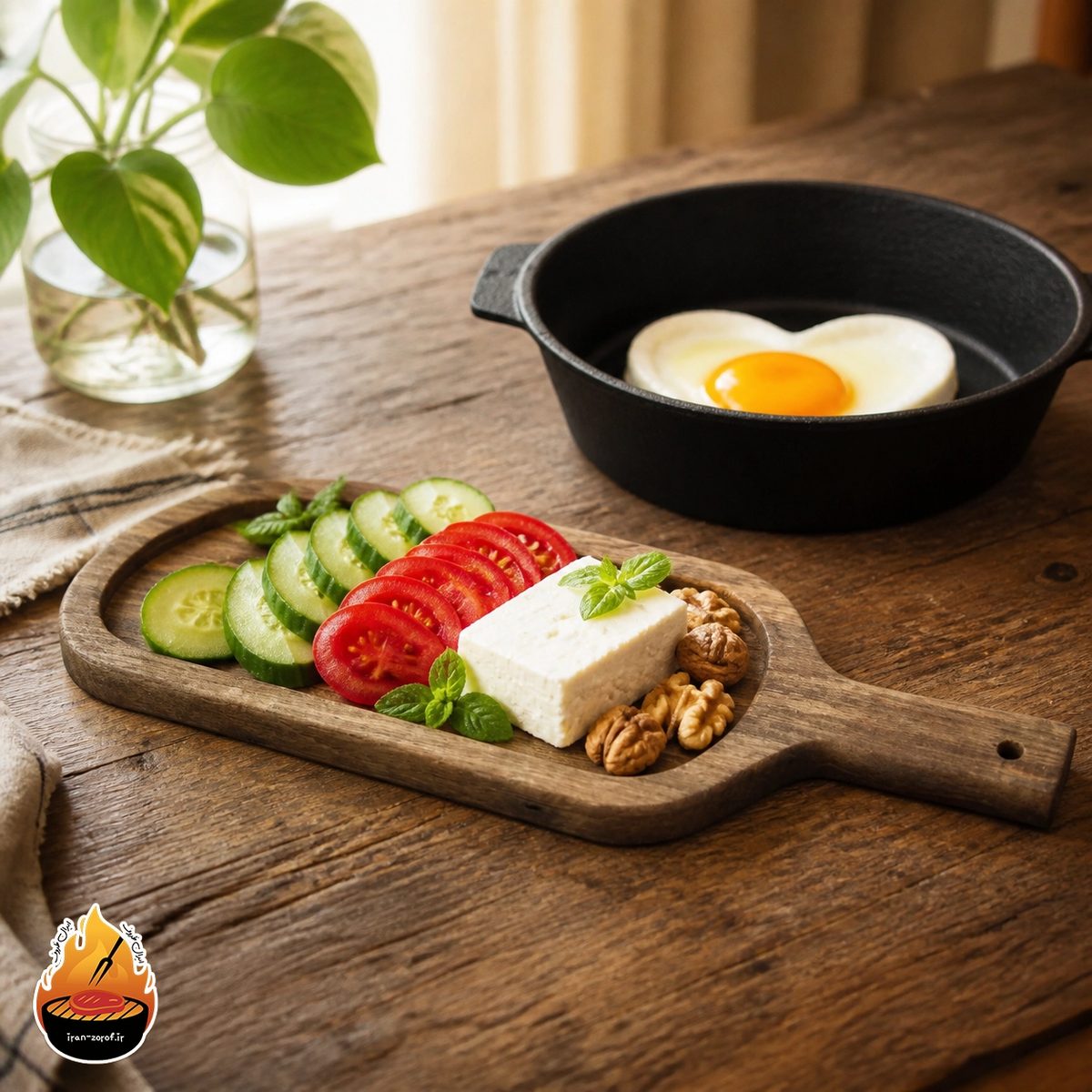 سینی سرو دسته‌دار چوب گردو مدل الماسی — ایران ظروف