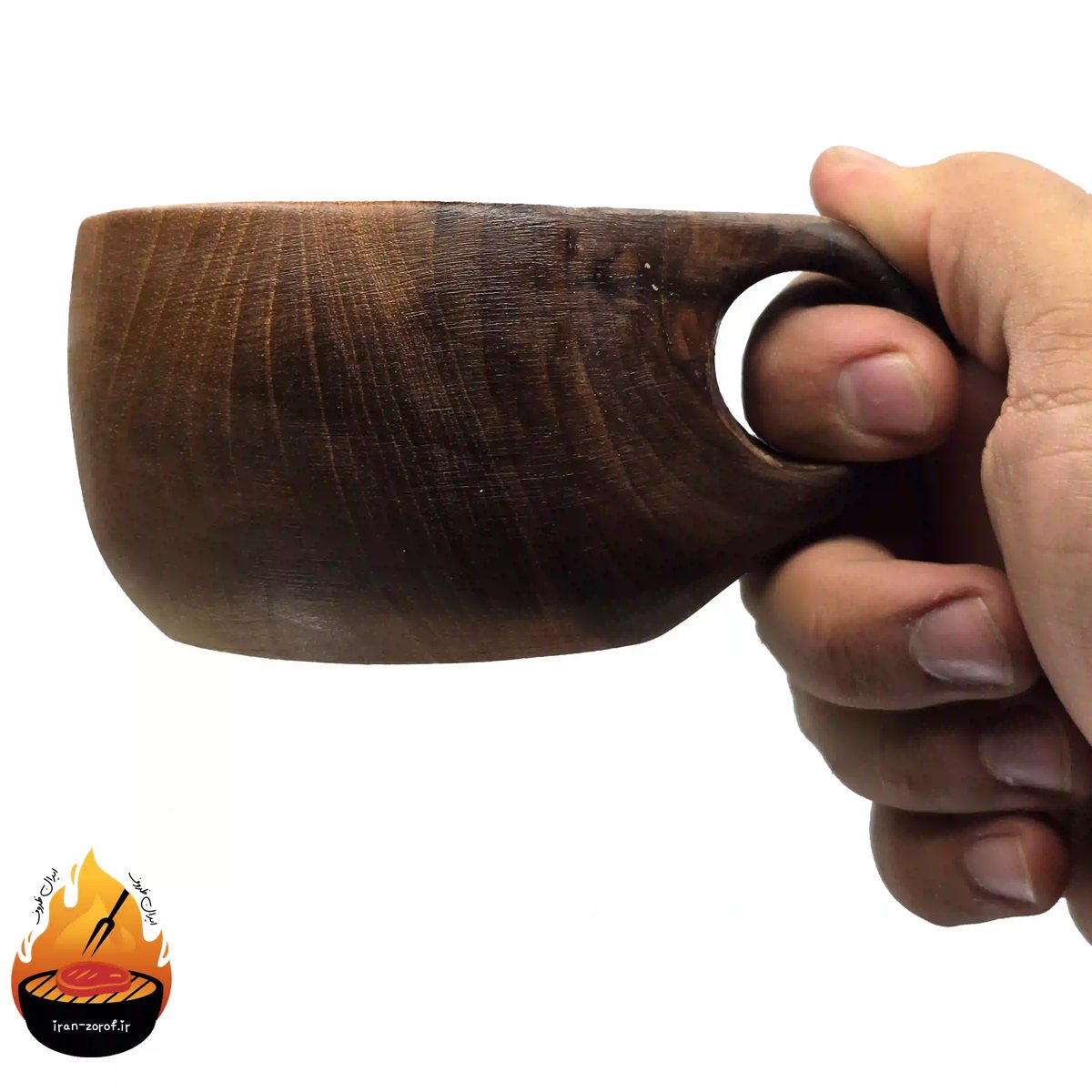 ماگ چوبی کوکسا مدل قطره؛ ساخته‌شده از گردوی طبیعی — ایران ظروف
