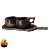 سینی سرو دسته‌دار چوب گردو مدل الماسی — ایران ظروف