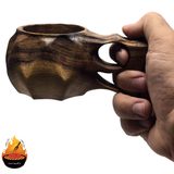 لیوان کوکسا چوبی مدل الماسی از چوب گردو | دست‌ساز — ایران ظروف
