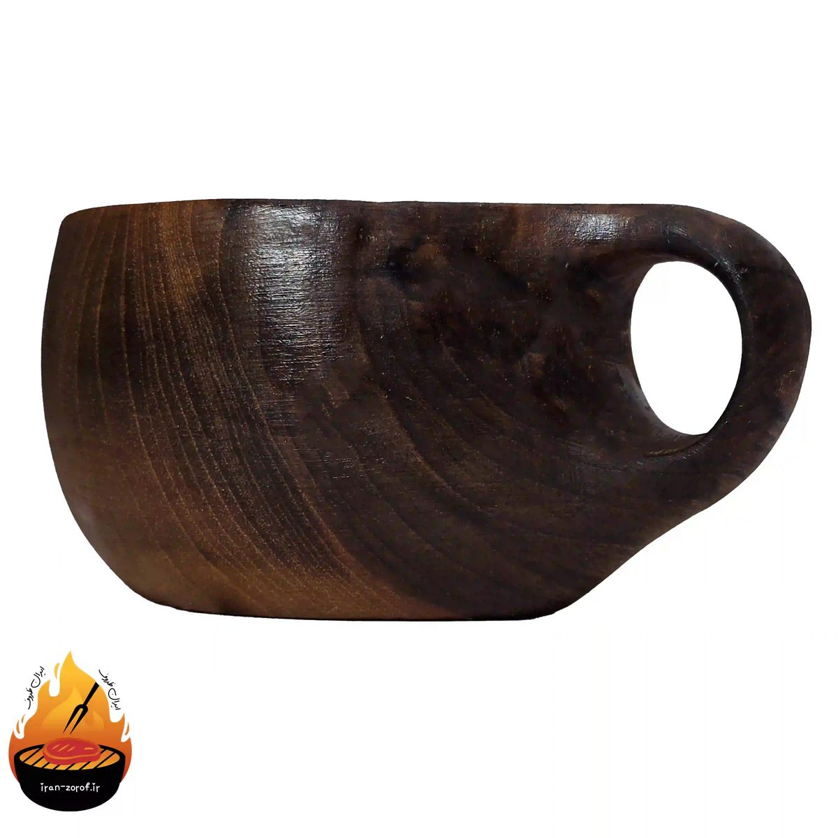 ماگ چوبی کوکسا مدل قطره؛ ساخته‌شده از گردوی طبیعی — ایران ظروف