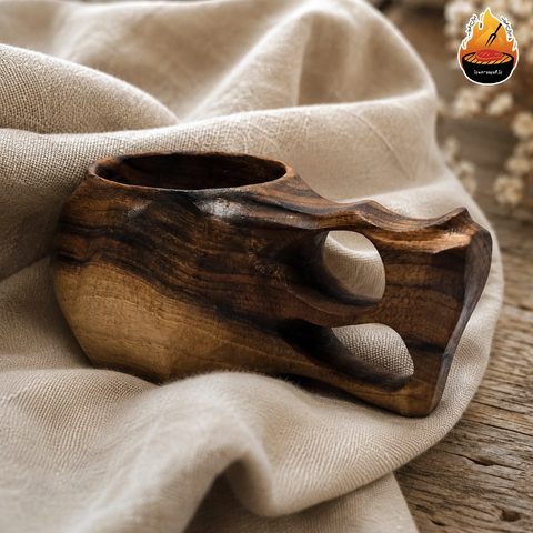 لیوان کوکسا چوبی مدل الماسی از چوب گردو | دستساز — خرید از فروشگاه ایران ظروف
