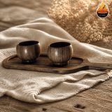 سینی سرو دسته‌دار چوب گردو مدل الماسی — ایران ظروف