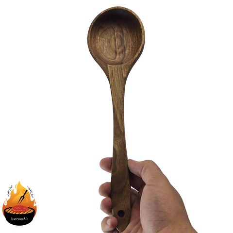 ملاقه چوب گردو دستساز ساده مدل جوانه — خرید از فروشگاه ایران ظروف