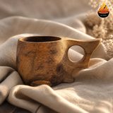 لیوان کوکسا چوبی دست‌ساز از چوب گردو مدل هلال — ایران ظروف