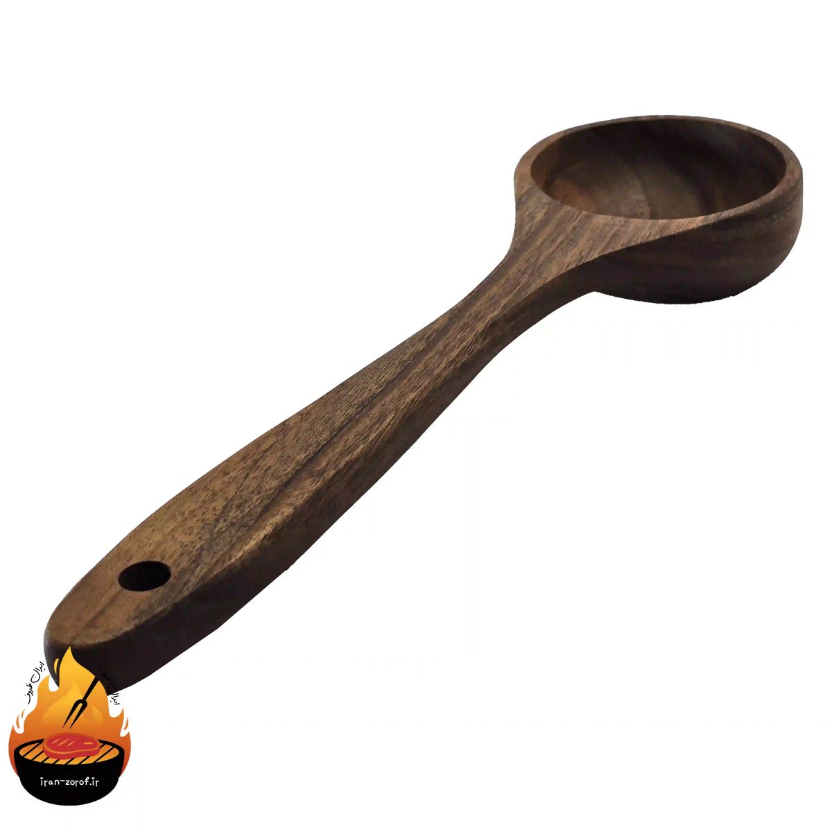 ملاقه خورشت خوری چوب گردو دست ساز مدل ساده(سایز 25) — ایران ظروف