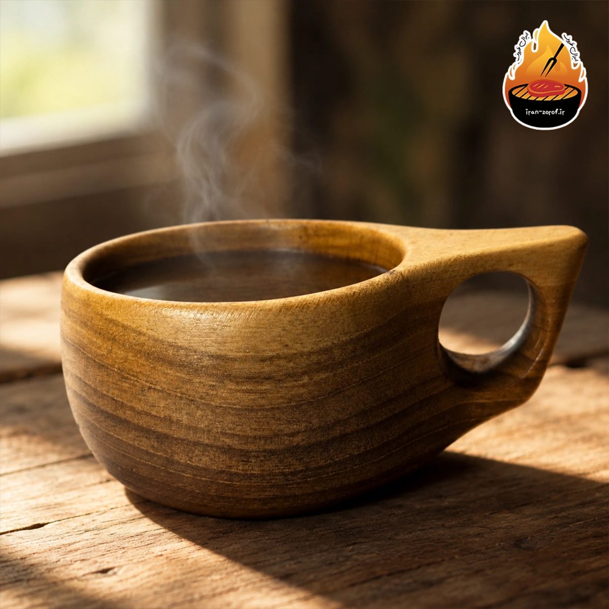 کوکسا چوبی دست‌ساز مدل صدف؛ لیوان گردو طبیعی برای کمپ و سفر — ایران ظروف