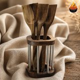 جاقاشقی ایستاده دو طرح مربعی و دایره چوب گردو مدل جوانه — ایران ظروف