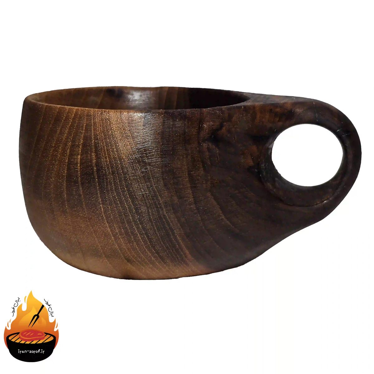 ماگ چوبی کوکسا مدل قطره؛ ساخته‌شده از گردوی طبیعی — ایران ظروف