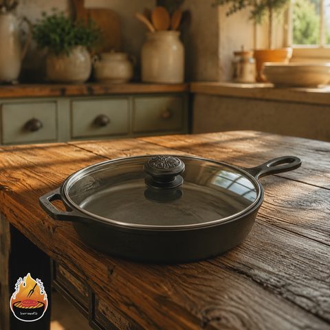 تابه تک دسته چدنی مدل همسفر سایز 24 درب دار