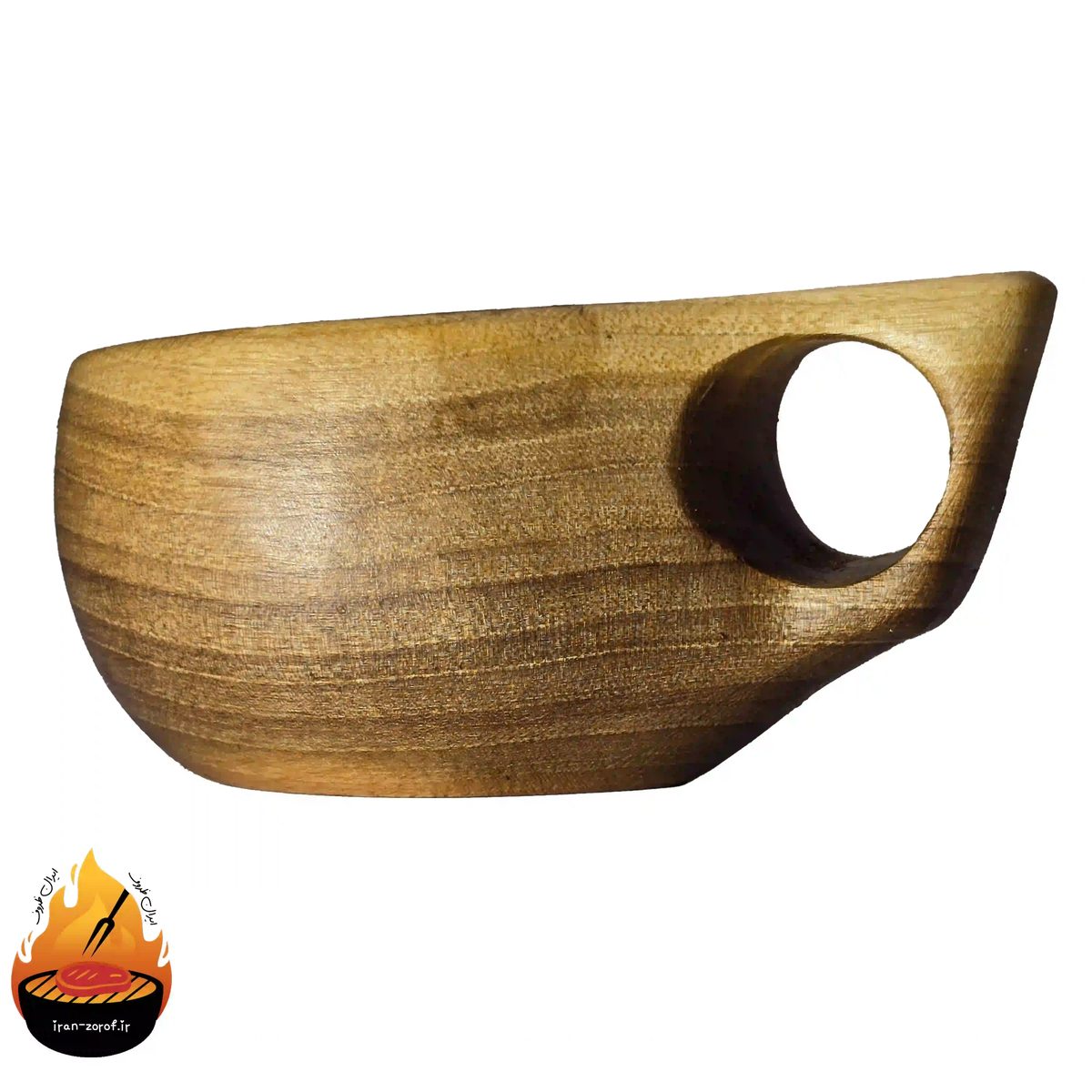 کوکسا چوبی دست‌ساز مدل صدف؛ لیوان گردو طبیعی برای کمپ و سفر — ایران ظروف