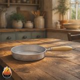تابه چدن روسی دسته چوبی مدل توس — نمای نزدیک محصول
